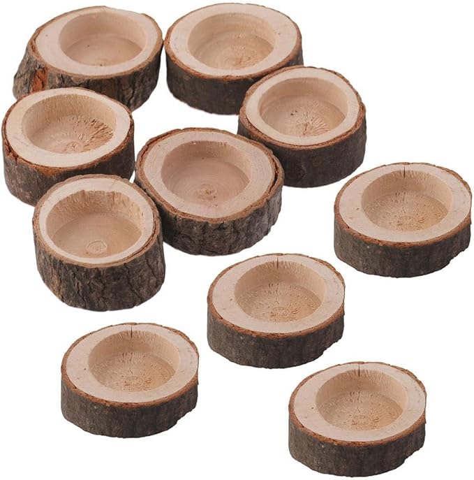 10 Pcs Wooden Tealight Candle Holder Wood Branch Holder Tealight for Party Wedding Xmas Holiday Decoration
