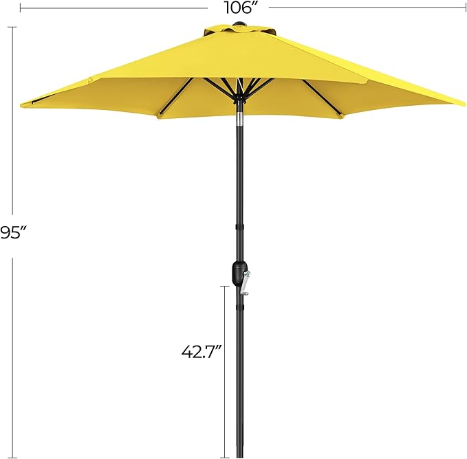 Yaheetech Patio Umbrella, 9FT Outdoor Table Market Umbrella with Push Button Tilt and Crank, Yard Sun Shade UV Protection Waterproof for Garden, Deck, Backyard, Pool, Yellow