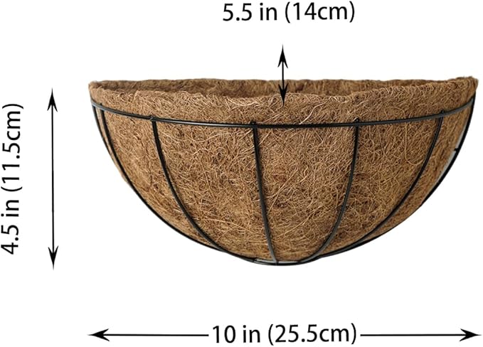 LX7 3-Pack Hanging & Wall-Mounted Plant Baskets with Natural Coconut Fiber Liner, Decorative Planters for Home Garden Patio Yard (3Pack HalfWall, 12Inch)