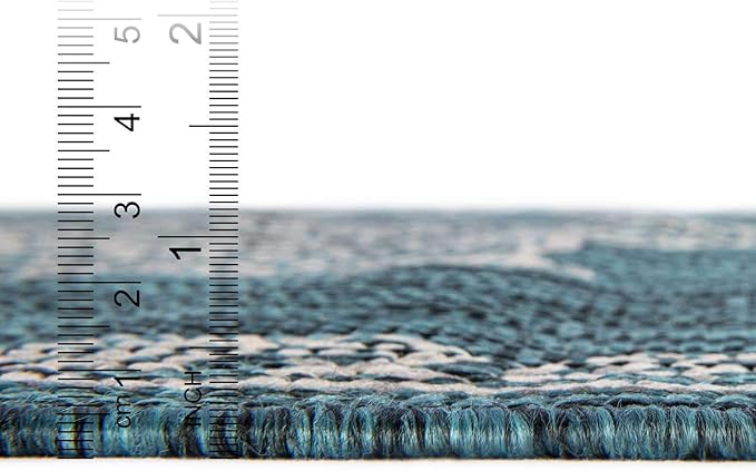 Unique Loom Outdoor Traditional Collection Area Rug - Antique (2' 7" x 10' Runner Teal/Ivory)