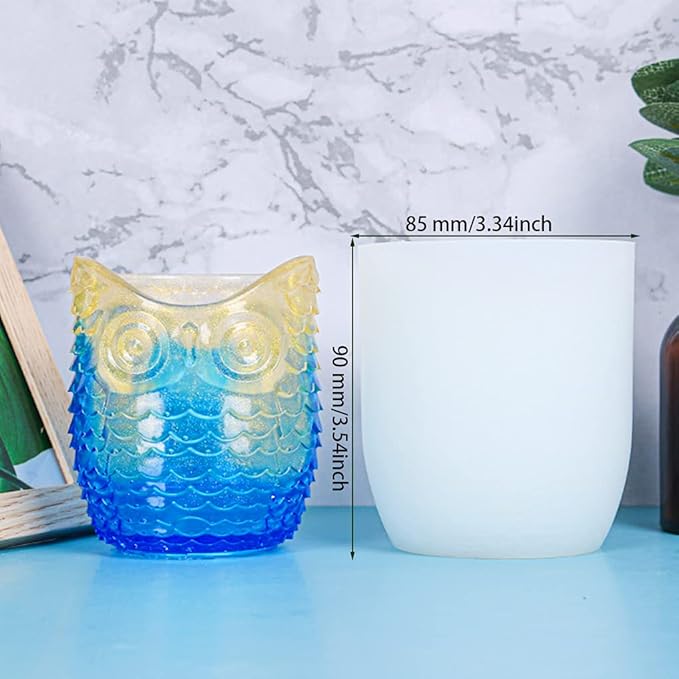 FineInno Pen Holder Resin Silicone Mold, Owl Candle Holder Mold, Cup Epoxy Casting Mould Planter DIY Storage Jar Jewelry Trinkets Beads Candy Container, Home Decor