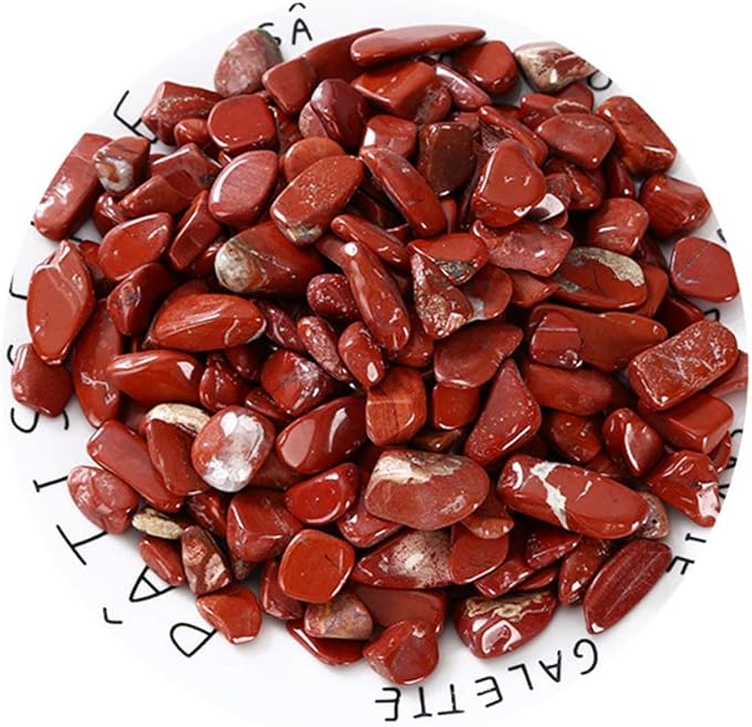 IMALY Red Jasper Tumbled Chips Stone Polished Crushed Healing Crystal Quartz Pieces Irregular Shaped Stones for Home Decorative Stones Vases Plants Succulents 0.5lb