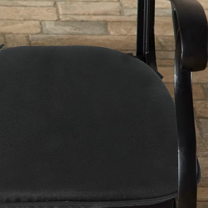 Outdoor Chair Cushions Set of 2,Patio Seat Cushion 17"x16"x2",U-Shaped Dining Chair Cushion 17 by 16 Inch,Water Resistant,Fade-Resistant Chair Pads for Kitchen Garden Furniture(Black)