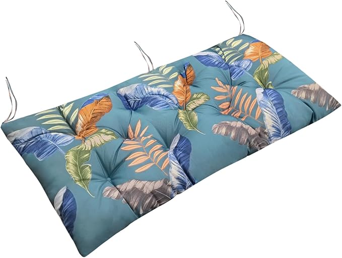 Outdoor Bench Cushion for Garden Patio Furniture 40x 20 in Thicken Tufted Floral Waterproof Bench Cushions for Indoor Proch Loveseat Swing,Blue Ye