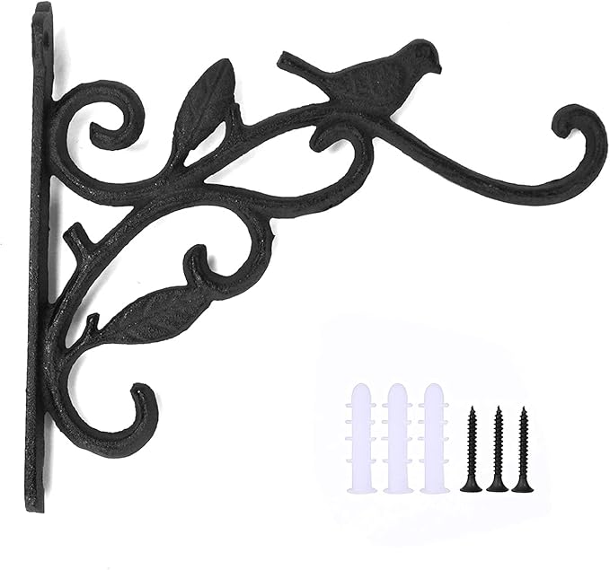DEWEL Iron Hanging Plant Hook Rust Resistant Wall Decorative Bracket，Hanging Basket Hanger Hook for Flower Pots Bird Feeder Wall Hanging Hook for Outdoor Lantern Planters Wind Chimes Home Décor