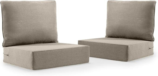 6" Thick Outdoor Cushion, 24*24*6" Patio Furniture Cushions with Waterproof Patio Furniture Cushions with Removable Cover, 28D High Density Patio Cushion for Outdoor Furniture, Gray-2pcs