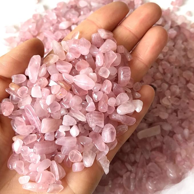 IMALY Rose Quartz Tumbled Chips Stone Polished Crushed Healing Crystal Quartz Pieces Irregular Shaped Stones for Home Decorative Stones Vases Plants Succulents 0.5lb