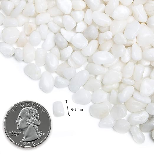 Natural Polished Decorative White Pebbles - Small Stones 3/8" Gravel Size,River Rocks Pebbles for Plants, Home DIY Decor,Aquarium Gravel,Vase Fillers,Fairy Garden,Landscaping Outdoor Stones