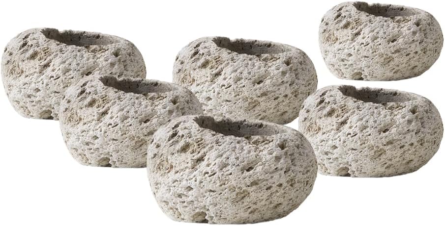 Serene Spaces Living Earthly Pumice Bowl Vase, Lava Rock Vase for Flowers, Candle Holder - Perfect for Living Rooms, Kitchens, Bedrooms, Office, Weddings, Small- Pack of 12