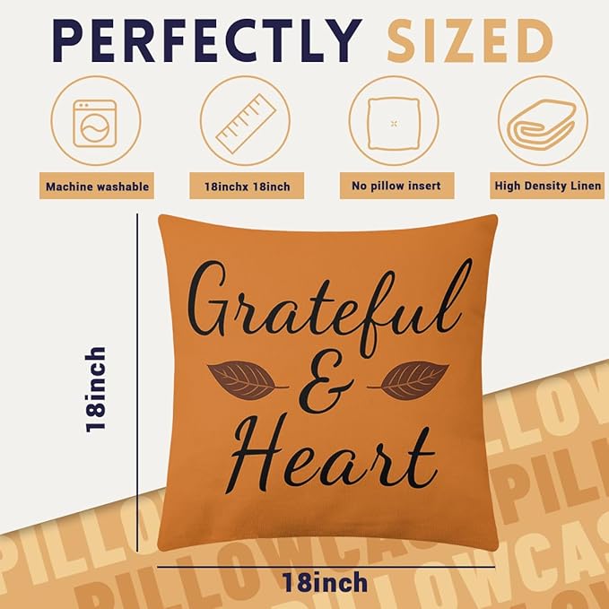 Autumn Harvest Pillow Covers 18x18 inch Set of 4, Pumpkin Truck Buffalo Plaid Fall Art Throw Pillow Covers Farmhouse Cushion Case Decor for Sofa Couch