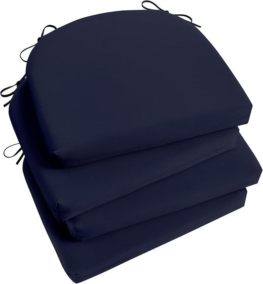 Basic Beyond Outdoor Chair Cushions Set of 4, Outdoor Cushions for Patio Furniture, Water Resistant Patio Chair Cushions with 2 Ties, 17x16x2, Navy