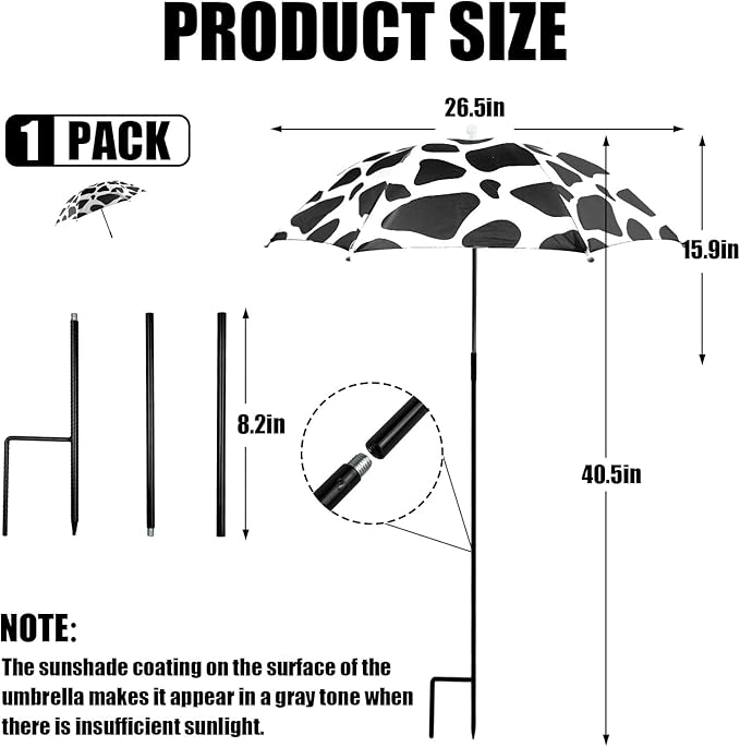 Black White cow print 23.6 Inch Plant Umbrellas for Outdoor Plants，Garden Umbrella Shade for Potted Plants and Garden Beds，Sun Shade Covers, Sun Protection Cloth for Potted Plants Garden Beds
