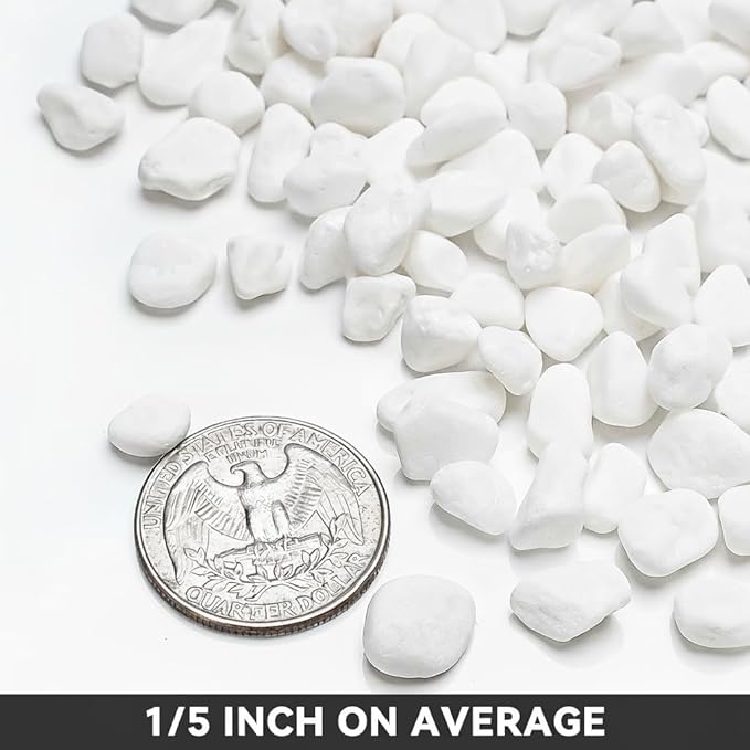 Onlyfire 5lb White Pebbles,1/5" Natural Decorative River Rocks Aquarium Gravel for Indoor Plants, Vases, Succulents and Outdoor Garden Landscaping