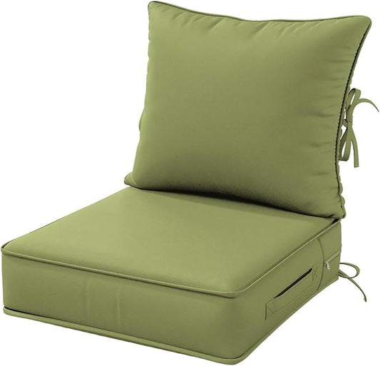 Outdoor Patio Chair Cushions Set 19 L X 19 W X 4 H Inch Waterproof & Fade Resistant Deep Seat and Back Cushions with Removable Covers Outdoor Seat Cushion Set for Chairs and Sofas