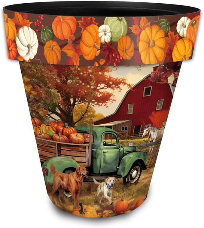 Briarwood Lane Fall Planter 14" x 15" x 15" Autumn Farm Large for Fall Planter