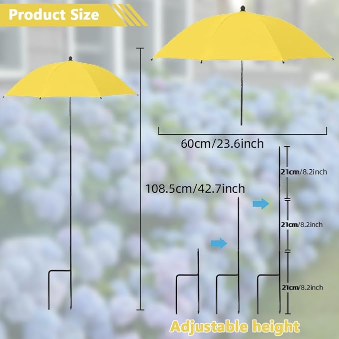 3Pcs Plant Umbrellas for Outdoor Plants, 24" Larger Adjustable Portable Plant Shade Cloth Umbrella, 52" Higher Garden Umbrella Windproof, Sun Shade for Plants, Potted Plants
