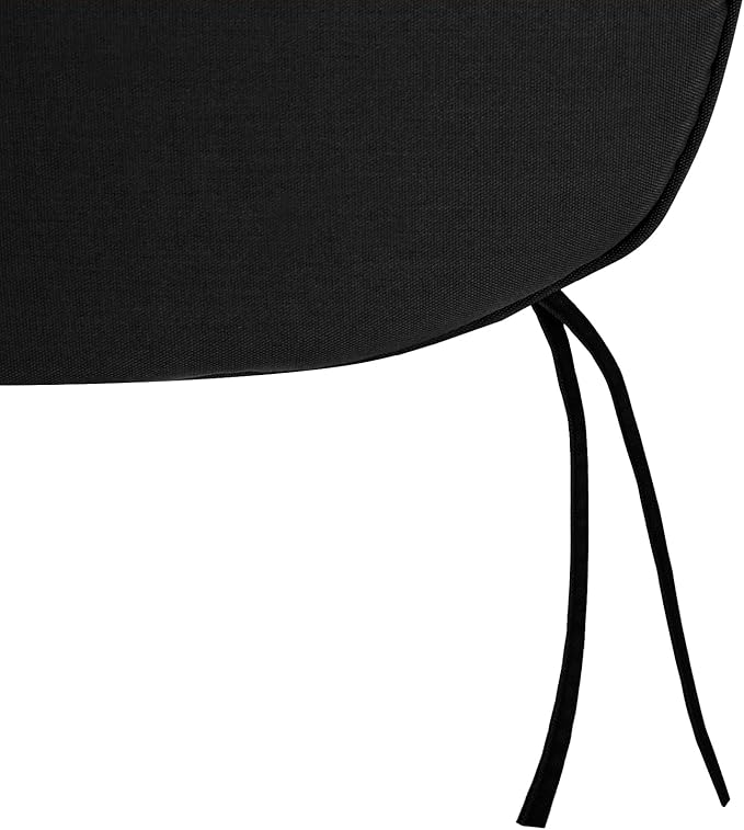 SleepMan Outdoor 17"x16" Chair Cushions with Ties Set of 8, Water Resistant All Weather U-Shape Seat Pads for Patio Garden Furniture Indoor Fade Resistant Patio Cushions (Black)