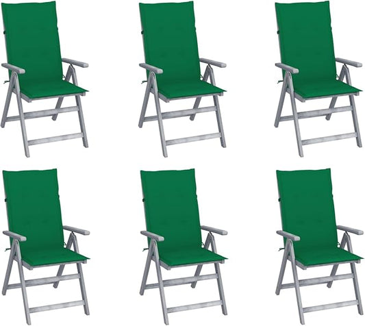 Garden Reclining Chairs 6 pcs with Cushions Solid Acacia Wood