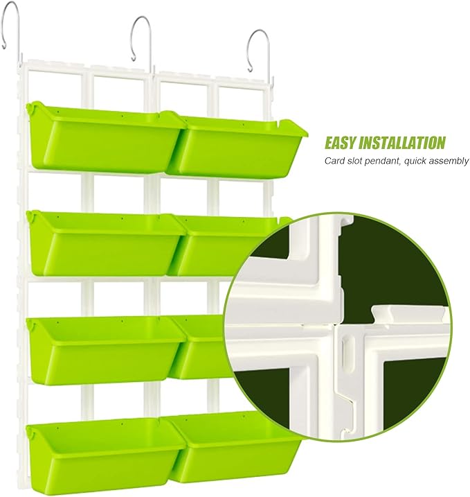 8 Pockets Vertical Planters Indoor Outdoor Living Wall Mounted Garden Wall Planter for Herb Plants, Balcony Decoration (Light Green)