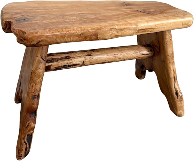 TJ Global Natural Edge Cedar Wood Tree Stump Indoor/Outdoor Stool, Garden Bench, Night Stand, End Table, Plant Stand - L28 x W14 x H17.5