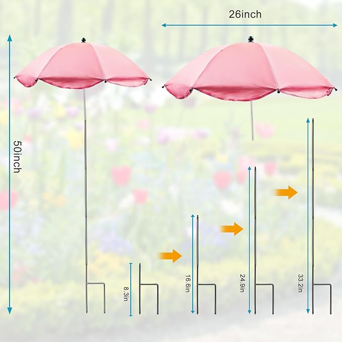 Upgraded Plant Umbrellas for Outdoor Plants 50in Higher 26in Larger Adjustable Angles Plant Shade Umbrella Sturdy Garden Shade Cover Sun Protection Umbrella for Potted Plants Garden Bed Flower Pot