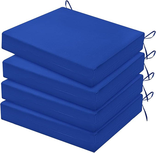 HARBOREST Outdoor Chair Cushions Set of 4, Water Resistant Patio Chair Cushions with Ties, Square Corner Outdoor Seat Cushions for Patio Furniture, 18.5"x16"x3", Royal Blue