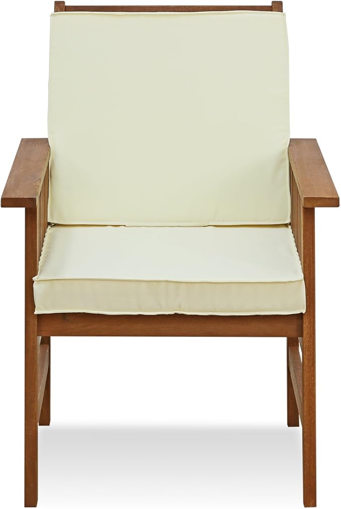 Furinno FG17318 Tioman Outdoor Hardwood Patio Furniture Armchair with Cushion Armchair with Cushion, 1 Arm Chair, Natural