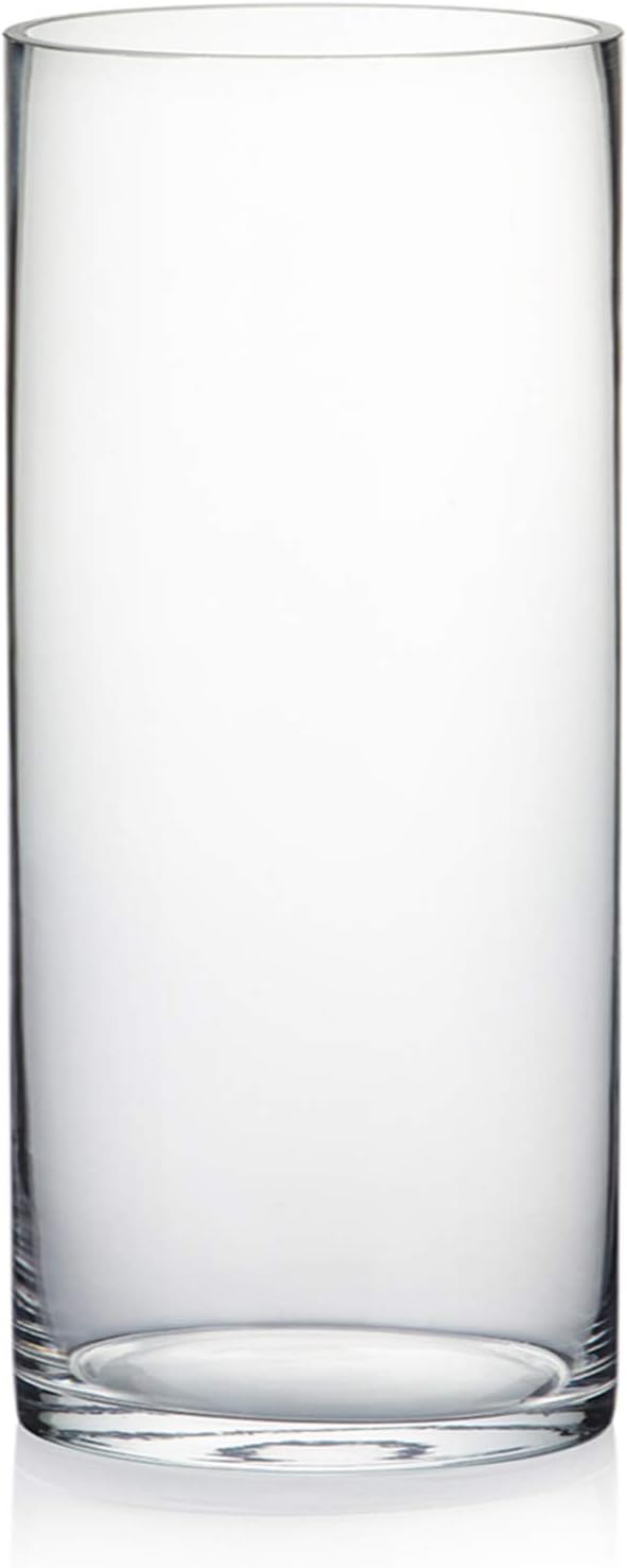 WGV Cylinder Vase, Width 6", Height 14", Clear Glass Container Terrarium Candle Holder for Wedding Centerpiece, Party Event, Home Office Decor, 1 Piece