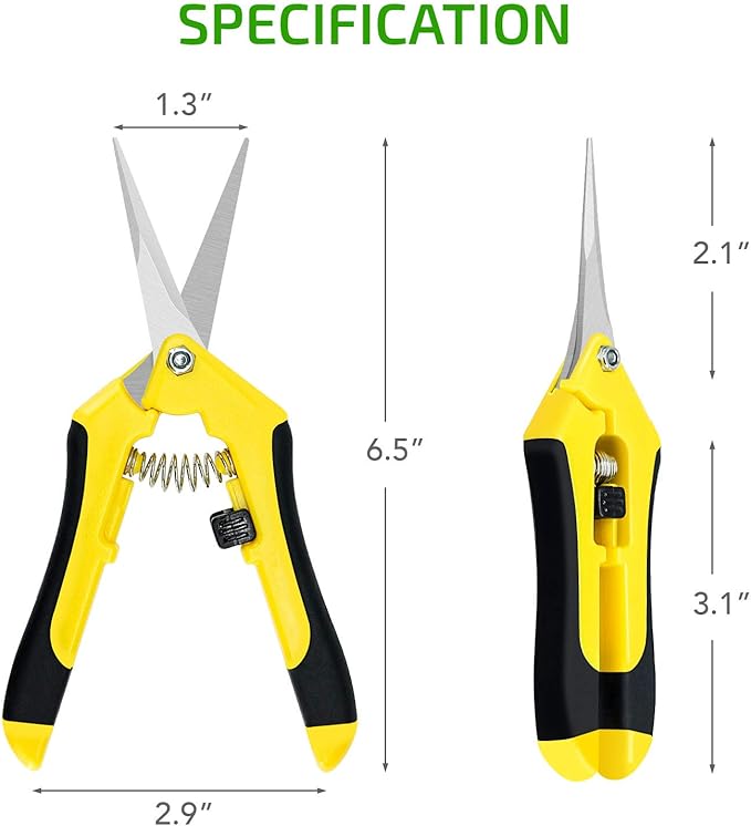 iPower 6.5 inch Pruning Shears for Gardening Trimming Scissors, Hand Pruner, Stainless Steel, Yellow