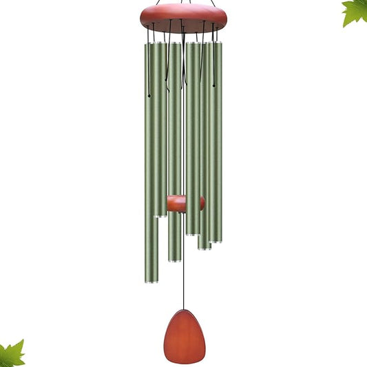Large Aluminium Wind Chimes Outside, Soothing Melodic Memorial Sympathy Wind Chime, Suitable Outdoor Garden Decor, Gift for Mom Women Neighbors (Green Wind Chime -36“)