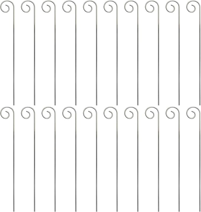 20 Pcs Silver 20cm Plant Label Hooks, Garden Markers Stake, Plant Sign Stake Rustproof Deformed Garden Plant Sign Hooks Hanging Rods for Flower, Planter, Plant Container Accessories