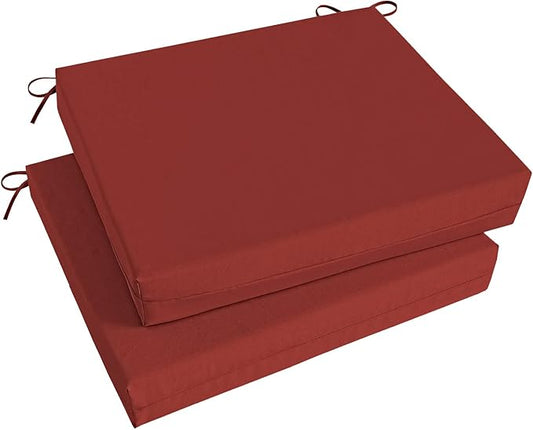 Basic Beyond Outdoor Chair Cushions Set of 2, Square Corner Outdoor Cushions for Patio Furniture, Water Resistant Patio Chair Cushions with 2 Ties, 18.5x16x3, Brick Red