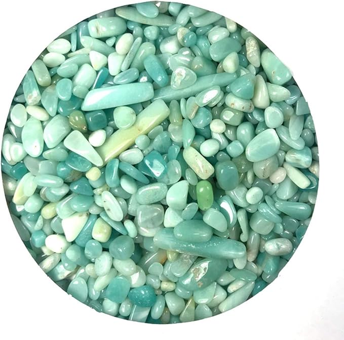 IMALY Amazonite Tumbled Chips Stone Polished Crushed Healing Crystal Quartz Pieces Irregular Shaped Stones for Home Decorative Stones Vases Plants Succulents 0.5lb
