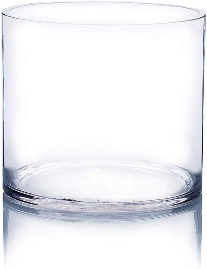 WGV Cylinder Vase, Width 6", Height 6", Clear Glass Container Terrarium Candle Holder for Wedding Centerpiece, Party Event, Home Office Decor, 1 Piece