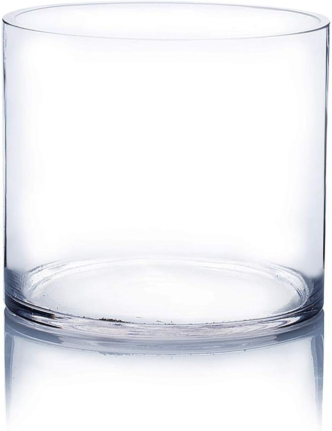 WGVI Thick Weighted Clear Right Cylinder Glass Vases, 6" W x 6" H, Equilateral Cylinder Glass Candle Holders Wedding Flower Arrangement Centerpieces Storage Container Brush Pen Holder, 1 Piece