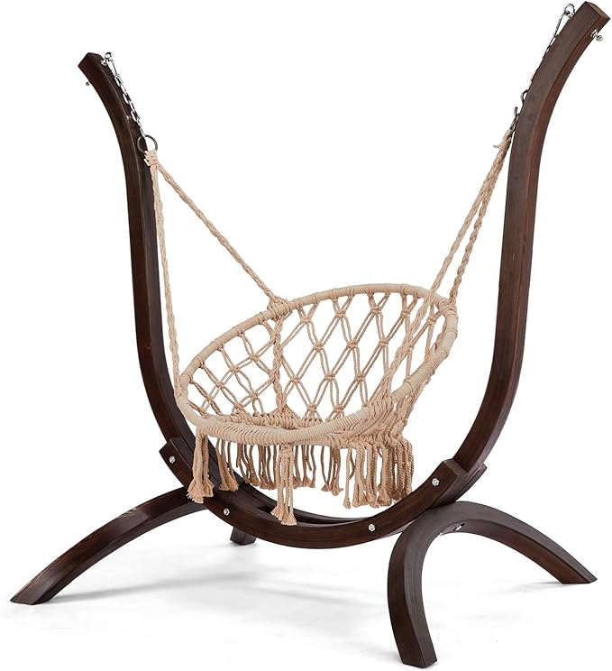 ONCLOUD Solid Beautiful Wood Hammock Chair Stand – Elegant Design for Various Hammock Chairs,Decoration for Patio, Garden,Yard，550 LBS