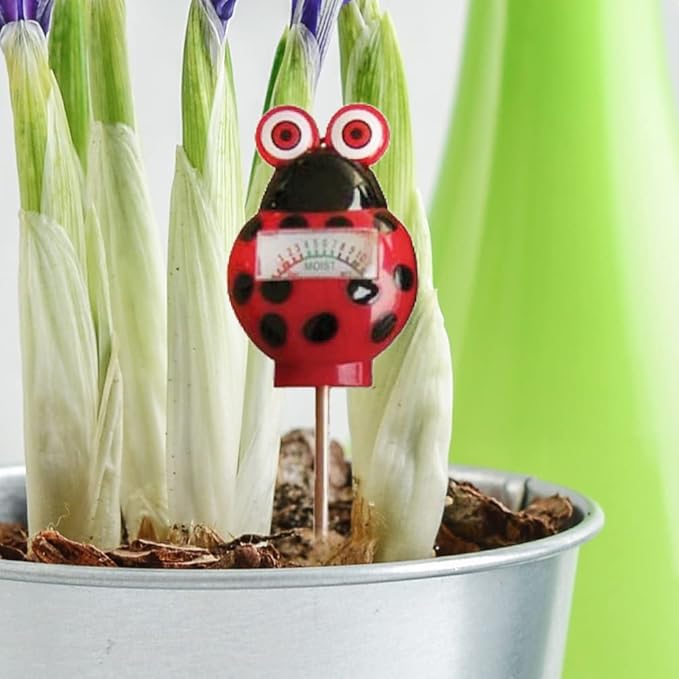 Simply Conserve AM Conservation Group Red Ladybug Indoor & Outdoor Soil Moisture Meter - Ladybug Themed Moisture Meter for Plants with Easy-to-Read Dial