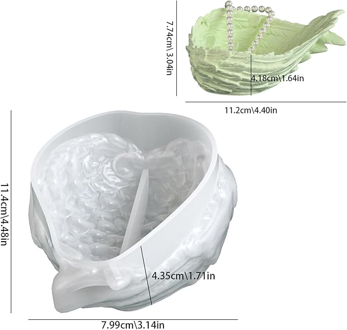 Wing Shape Storage Container Silicone Mold, 3D Feather Candle Vessels Jewelry Holder Resin Concrete Molds, Creative Trinket Jar Display Planter Pot Molds for Epoxy Casting Art Craft Decor
