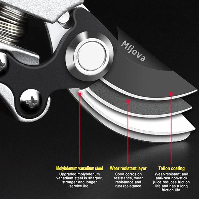 Garden Pruners, Heavy Duty Garden Clippers, Pruning Shears with Adjustable Thumb Lock, Hand Gardening Tools Pruners, High Carbon Steel Sharp Gardening Scissors (black)