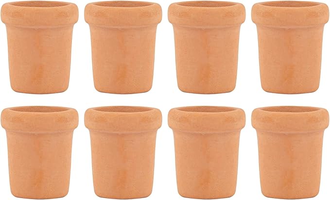 AUEAR, 8 Pack Fairy Garden Mini Clay Pots Ceramic Pottery Planter Cactus Flower Succulent Pot for 1:12 Scale