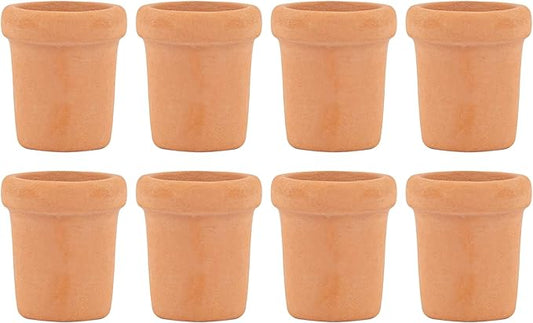 AUEAR, 8 Pack Fairy Garden Mini Clay Pots Ceramic Pottery Planter Cactus Flower Succulent Pot for 1:12 Scale
