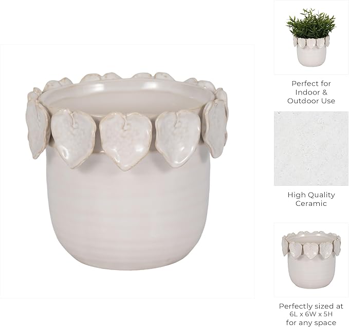 Sagebrook Home Ceramic Unique Decorative Planter for Indoor Greenery