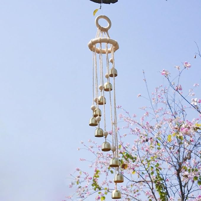 Wooden Wind Chimes for Outside Garden Wind Chimes for Outdoors 10 Brass Hanging Bells Window Patio Porch Wind Chime for Relaxing Home Décor