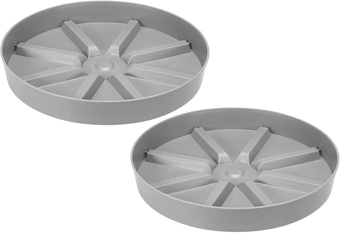 PATIKIL 10.5 Inch Plant Saucers Tray, 2Pcs Durable Plastic Round Flower Pot Drip Tray Thicker Anti-Rot Root for Indoors Outdoors Home Garden, Grey
