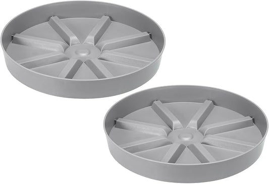 PATIKIL 10.5 Inch Plant Saucers Tray, 2Pcs Durable Plastic Round Flower Pot Drip Tray Thicker Anti-Rot Root for Indoors Outdoors Home Garden, Grey