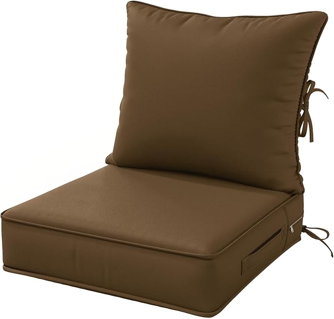 Outdoor Patio Chair Cushions Set 22 L X 22 W X 4 H Waterproof & Fade Resistant Deep Seat and Back Cushions with Removable Covers Outdoor Seat Cushion Set for Chairs and Sofas