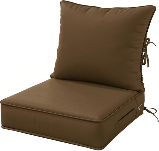 Outdoor Patio Chair Cushions Set 22 L X 22 W X 4 H Waterproof & Fade Resistant Deep Seat and Back Cushions with Removable Covers Outdoor Seat Cushion Set for Chairs and Sofas