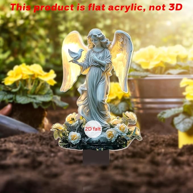 Garden Decor, Acrylic 2D Stake, Pot Plants Garden Yard Lawn Outdoor Fairy Statue Ornaments, Fairy Garden Accessories Decoration (Style D)