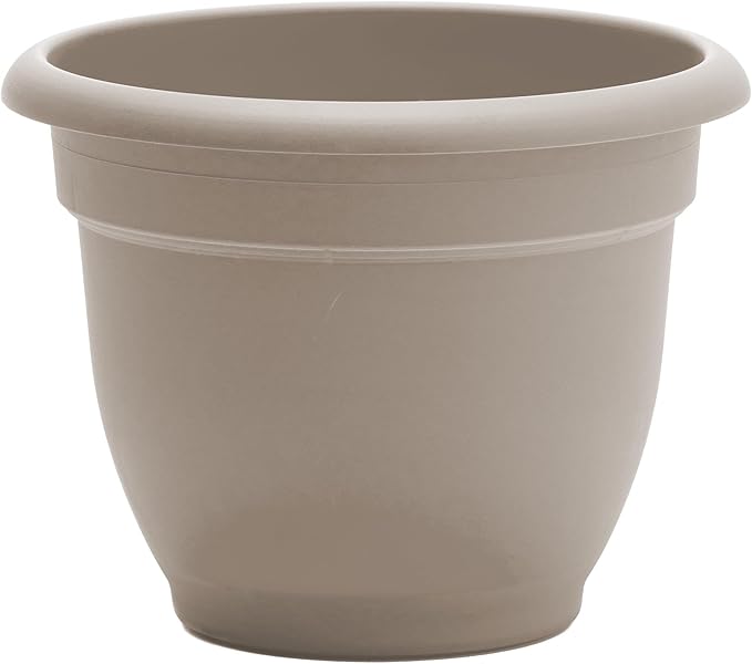 Bloem Ariana 10" Pebble Stone Round Self-Watering Resin Planter Pot - Rolled Rim Indoor and Outdoor Gardening Planter