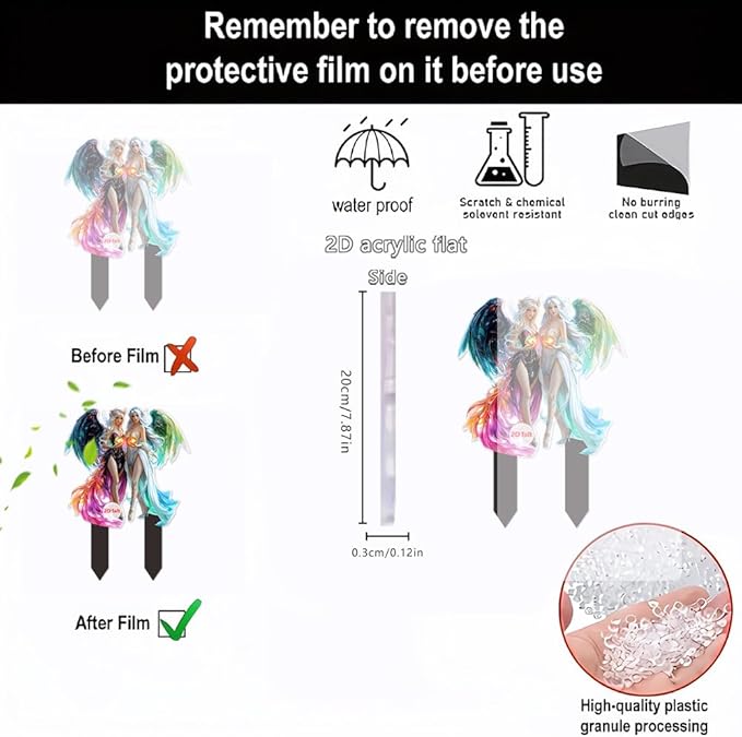 Garden Decor, Acrylic 2D Stake, Pot Plants Garden Yard Lawn Outdoor Fairy Statue Ornaments, Fairy Garden Accessories Decoration (Style C)